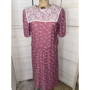 Vintage 70s Pink and White Polyester GLAMAX Sailor Style Dress size 11/12